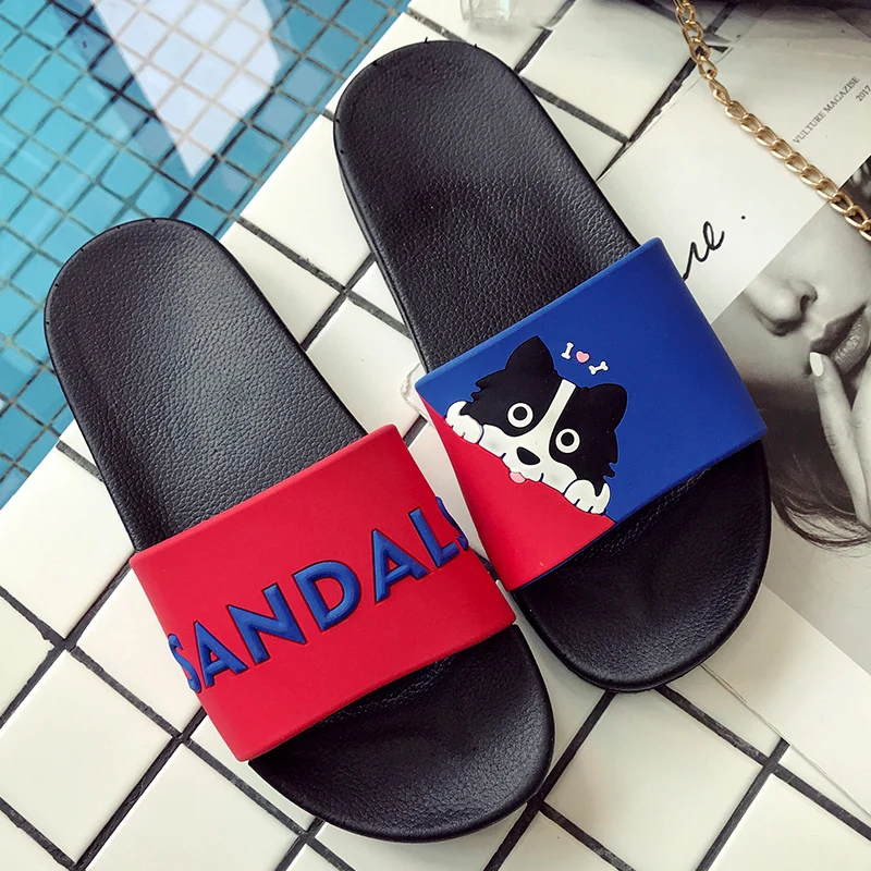 

Lovely Women Slippers Cute Dog Summer Beach Slides Home Slippers Platform Sandals Women Shoes Bothe Flip Flops Dropshipping