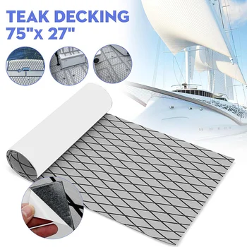 

Self Adhesive EVA Boat Yacht Marine Flooring Faux Imitation Teak Decking Sheet Pad 1900cm x 700x5mm Foam Floor Mat Light Grey