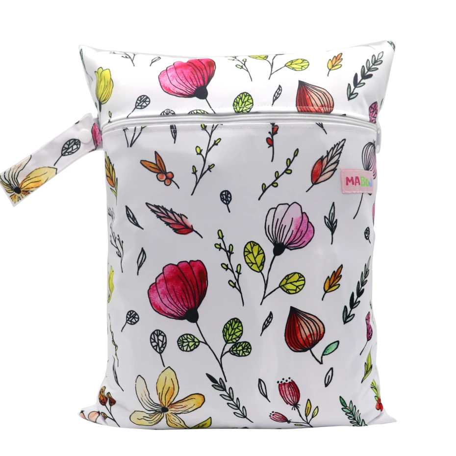 Wet Dry Bag Baby Diaper Bag Nappy Reusable Washable Waterproof PUL Snap Handle Wetbag Maternity Diaper Pouch 30*40cm
