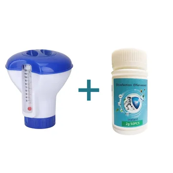 

Hot Tub With Thermometer Tablet Dispenser Automatic Applicator Cleaning Tool Spa Aquarium Floating Swimming Pool Portable Pond