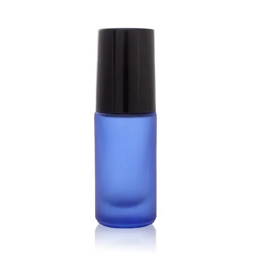 5PCS Blue 5 мл цветная стеклянная с роликом бутылочки эфирное масло портативный парфюм эфирное масло роликовый шар пустой косметический контейнер - Цвет: 5PCS Blue
