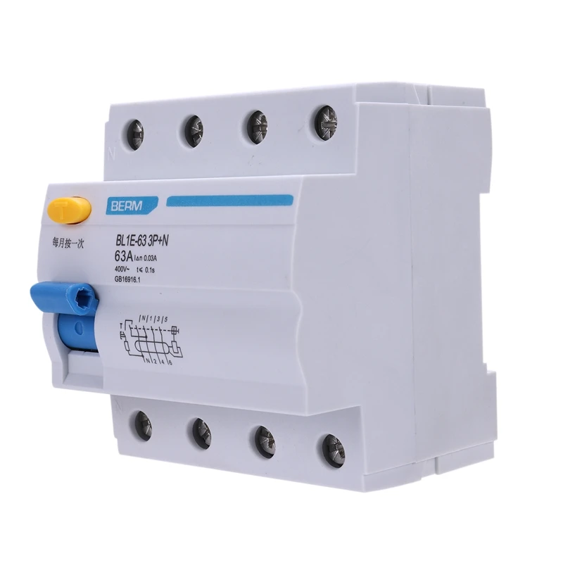 BL1E-63 3P+ N 63A RCCB автоматический выключатель остаточного тока 400 в 30 мА Электрическая защита от утечки мини автоматический выключатель