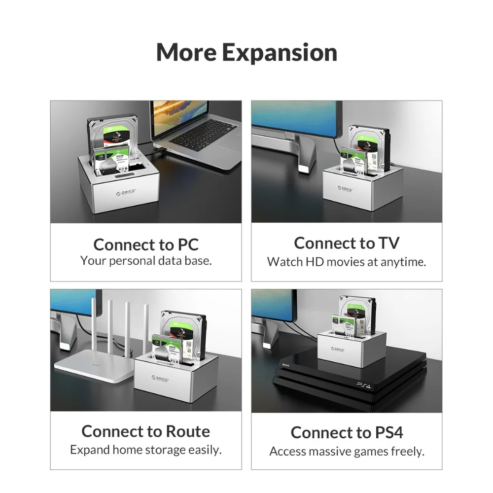 ORICO 3,5 ''2,5'' двойной отсек для жесткого диска Sata жесткий диск коробка USB3.0 HDD док-станция Поддержка 32 ТБ Емкость