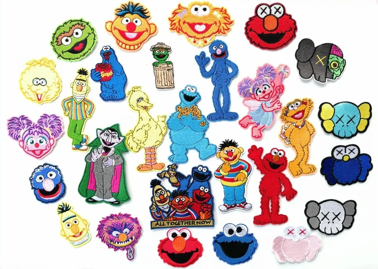 

Set Sesame Street Elmo Cookie Monster Embroidery Back Glue Ironing iron on Patches badge