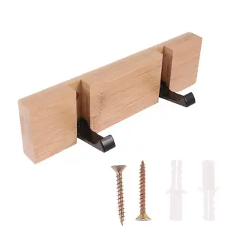 

Wall-Mounted Coat Hanger With 2 Hooks Multifunction Coat Hook For Bedroom Living Room Bathroom (Bamboo Color)