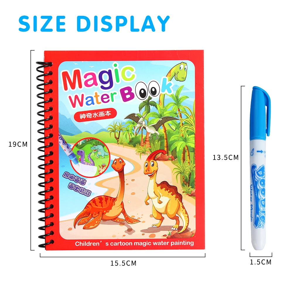 1Set Montessori Coloring Book Doodle & Magic Pen Painting Drawing Board For Kids Toys Magic Water Drawing Book Birthday Gift