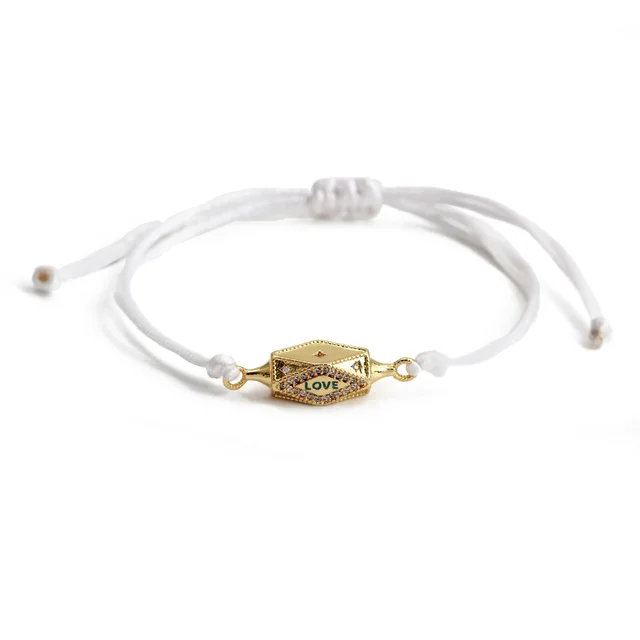 Wish Card 2021 Fashion Bracelet for Women Adjustable Color Rope Chain Copper Bead Lucky Eye Charm Bracelet on Hand Party Jewelry color 10