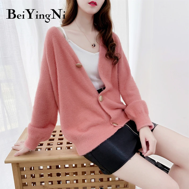 

Beiyingni Vintage Cardigan Female Solid Color Soft Casual Short Coat Woman Knit Korean Ulzzang Top Autumn Winter Sweater Women