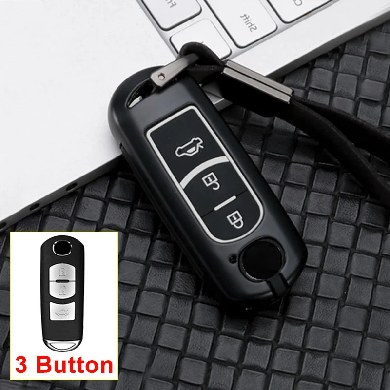 3 Button Black White Цинковый брелок для автомобильных ключей, чехол для дистанционного ключа от машины крышка для Mazda 2 3 6 Atenza Axela Demio CX-5 CX5 CX 5 CX-3 CX-4 CX-7 CX-9 MX5 - Название цвета: 3 Button Black White