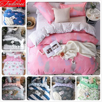 

Pink Duvet Cover 3/4 pcs Bedding Set Adult Kids Soft Cotton Bed Linen Single Full Queen King Big Size Bedspreads 180x220 220x240