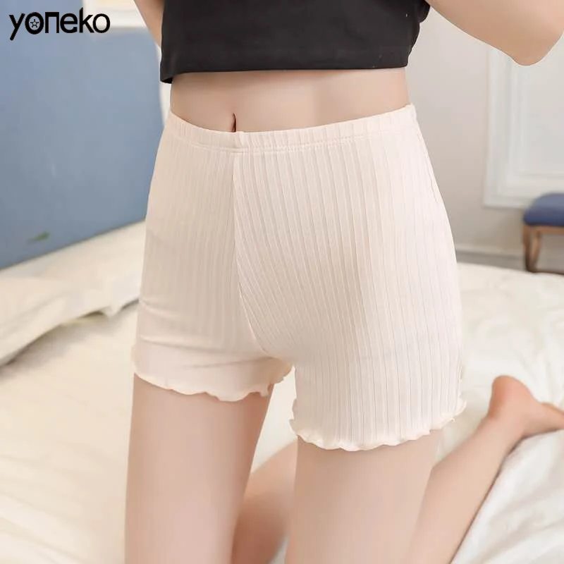 

Yoneko Women Safety Short Pants Elastic Solid Color Mid Waist Stretchy Safety Underwear Shorts Seamless Safety Pants KM801