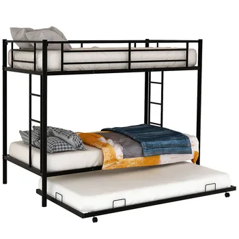 

Double-layer Steel Bed Frame Bunk Bed Child Kid Student Dormitory Bed Children Bedroom Furniture With Safety Guardrails Ladder