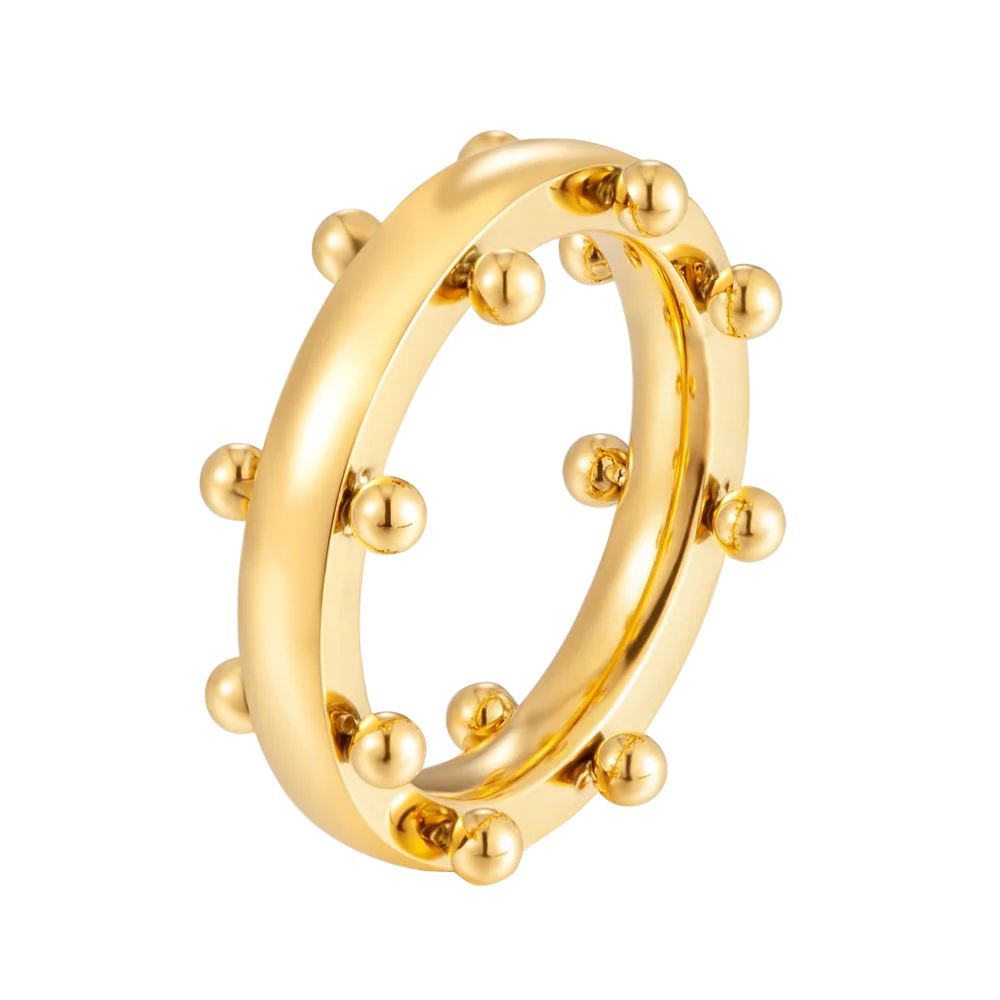 Luxury Stainless Steel Mini Ball Ring Gold Color for Women Men Vintage Finger Rings Party Wedding Wolf Party Trend Jewelry Gift wedding rings finger rings jewelry rings ring jewelry