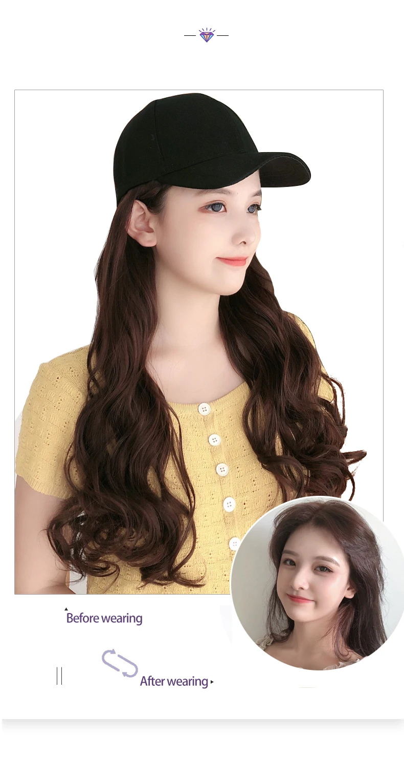 MUMUPI Длинные Синтетические 4 цвета бейсбольная кепка парик черный прямые парики естественным образом соединяющиеся синтетические шляпы парик Регулируемый для девушки партии