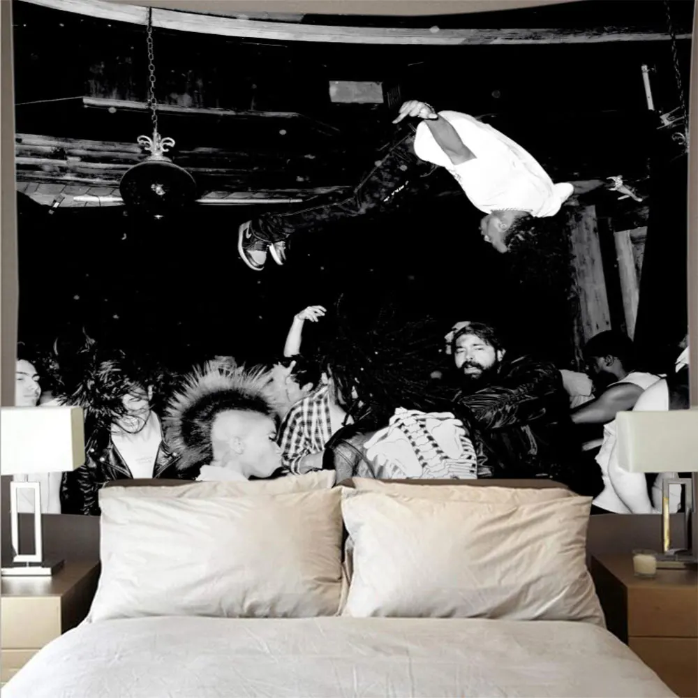 Playboi Carti Die Lit Tapestry Green Day American Idiot Tapestries Drawing Model Of The Robot Arm Wall Hanging Home Decoration tapestry decor