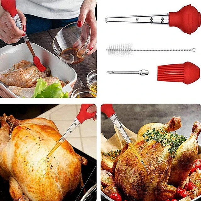 Törökország Basszus Fecskendő Főzőkészlet Chilcken Baromfi Hús Pác Injektor Bbq Basting Ecset Set Mártás Fecskendők Konyhai Kiegészítő - Image 6