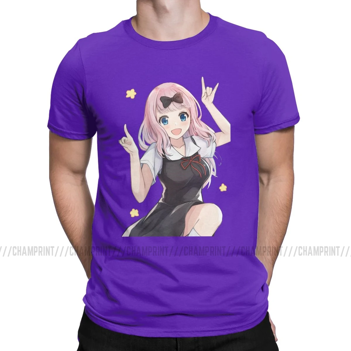 Humor Cute Fujiwara Chika Kaguya Sama Love Is War футболки с аниме рисунком футболки с короткими рукавами одежда с графическим принтом - Цвет: Фиолетовый