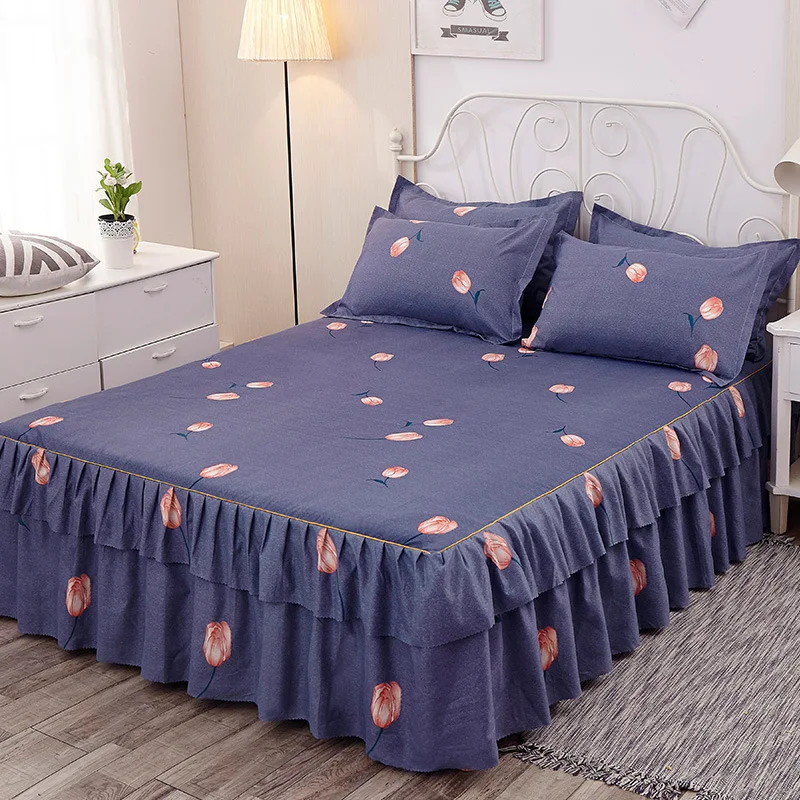 Bed cover with skirt Simmons чехол для матраса юбка алоэ-как хлопок двойной кровати юбка корейский стиль простыни гофрированные кровать юбка комплект Матрас протектор - Цвет: Bed cover with skirt
