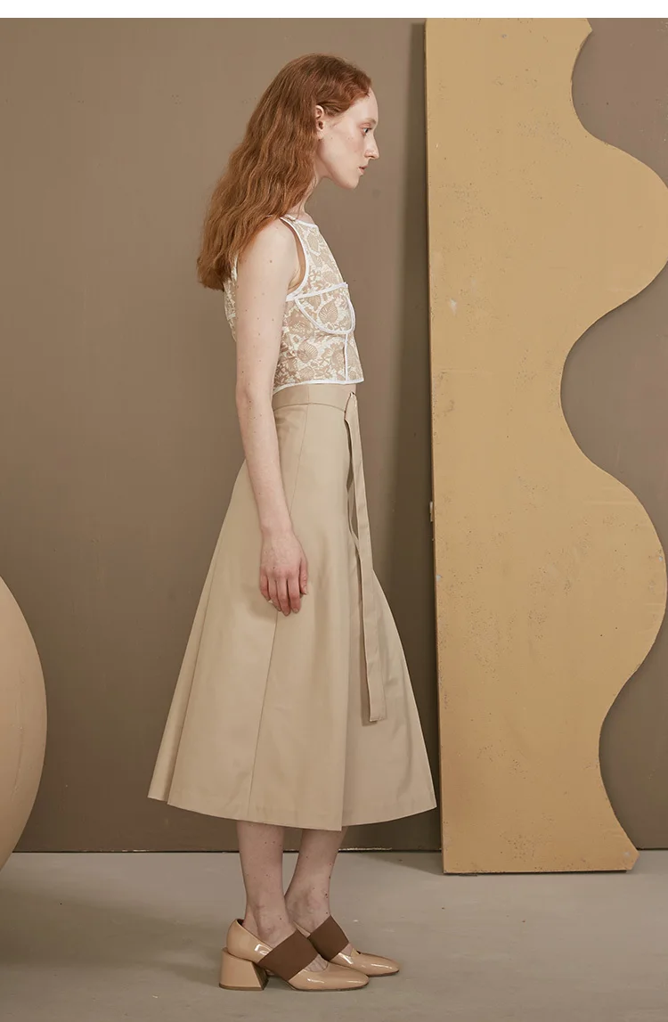[EAM] High Waist Waistbelt Causal Pleated Half-body Skirt Black Women Fashion Tide All-match New Spring Autumn 1A064
