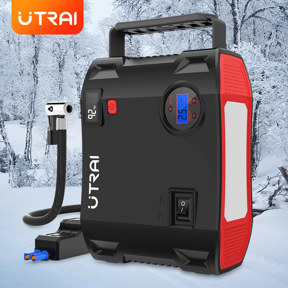 UTRAI urządzenie do awaryjnego uruchamiania 4 w 1 sprężarka powietrza pompy 2000A 24000mAh Power Bank 12V cyfrowa pompka do opon 150PSI awaryjne doładowanie akumulatora