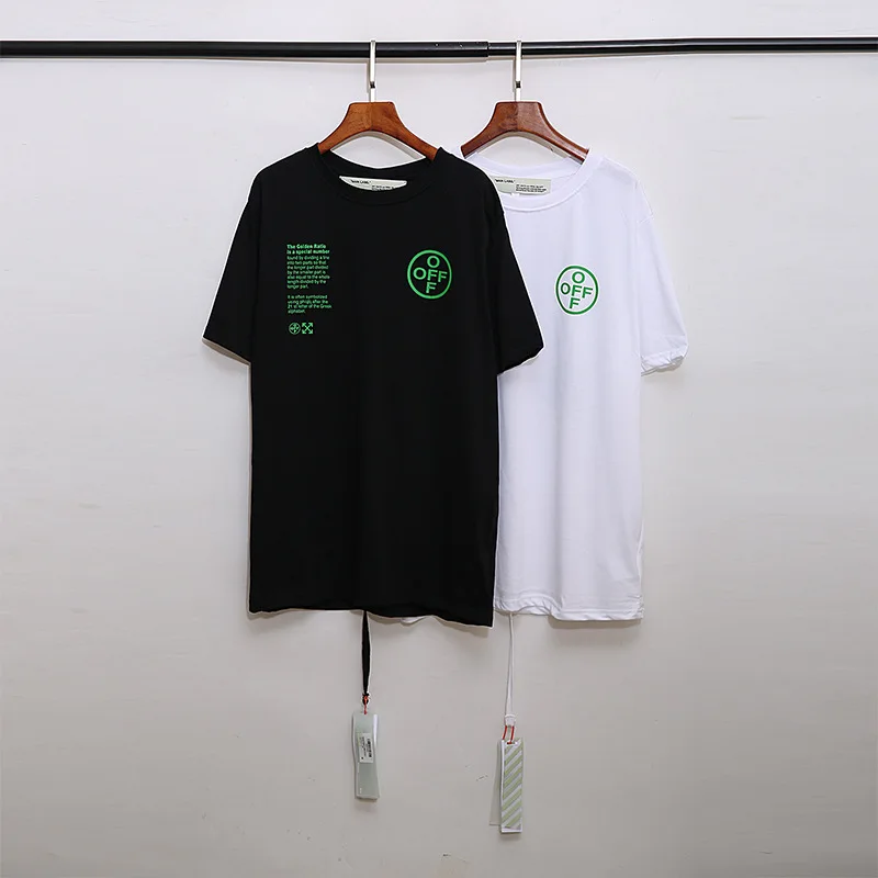 

off white- New hot sale Mens Black And White Green leaf T-shirts Summer Skateboard Tee trend casual tops wild t shirt men 2020