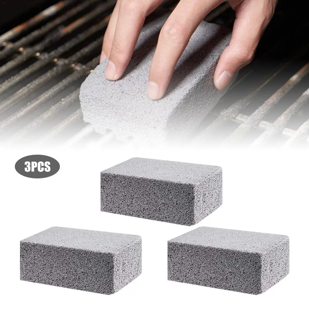 3PCS BBQ Clean Stone Grill Non Slip Kitchen Cleaning Brick Home Removing Stains Block Portable Odorless Outdoor Handheld