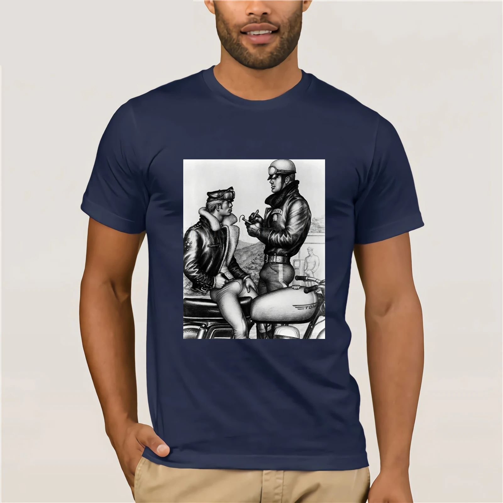 Летняя мужская одежда дизайнерская футболка с круглым вырезом Bob Mizer &amp Tom Of Finland |