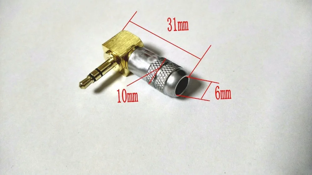 10pcs copper 3.5mm Stereo 90 Degree Plug Angled Plug Jack Solder connectors New