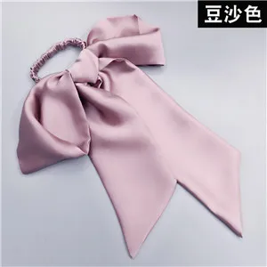 BeanPink Модные женские милые ленты с бантом, однотонные шелковые резинки для волос, милые резинки для волос, OL, базовый держатель для волос - Цвет: BeanPink