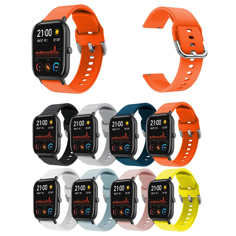 

Smart Watch Band For Huami Amazfit GTS 20mm Flat Head Pure Color Multicolor Silicone Concealed Strap Replacement Accessories