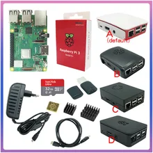 Raspberry pi 3 modelo b plus com wifi & bluetooth + abs caso + ventilador cpu + 3a power com interruptor de ligar/desligar + dissipador de calor para raspberry pi 3b +