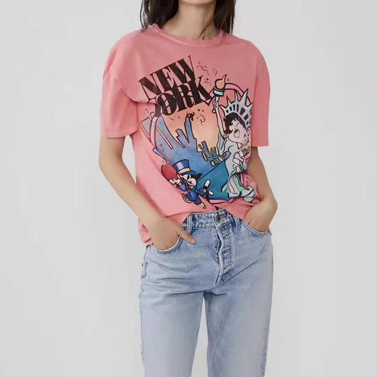 Статуя Свободы Бетти Буп Футболка Мультфильм Письмо шикарные топы Женская футболка женская розовая Мужская футболка с длинными рукавами женская блузка, футболка