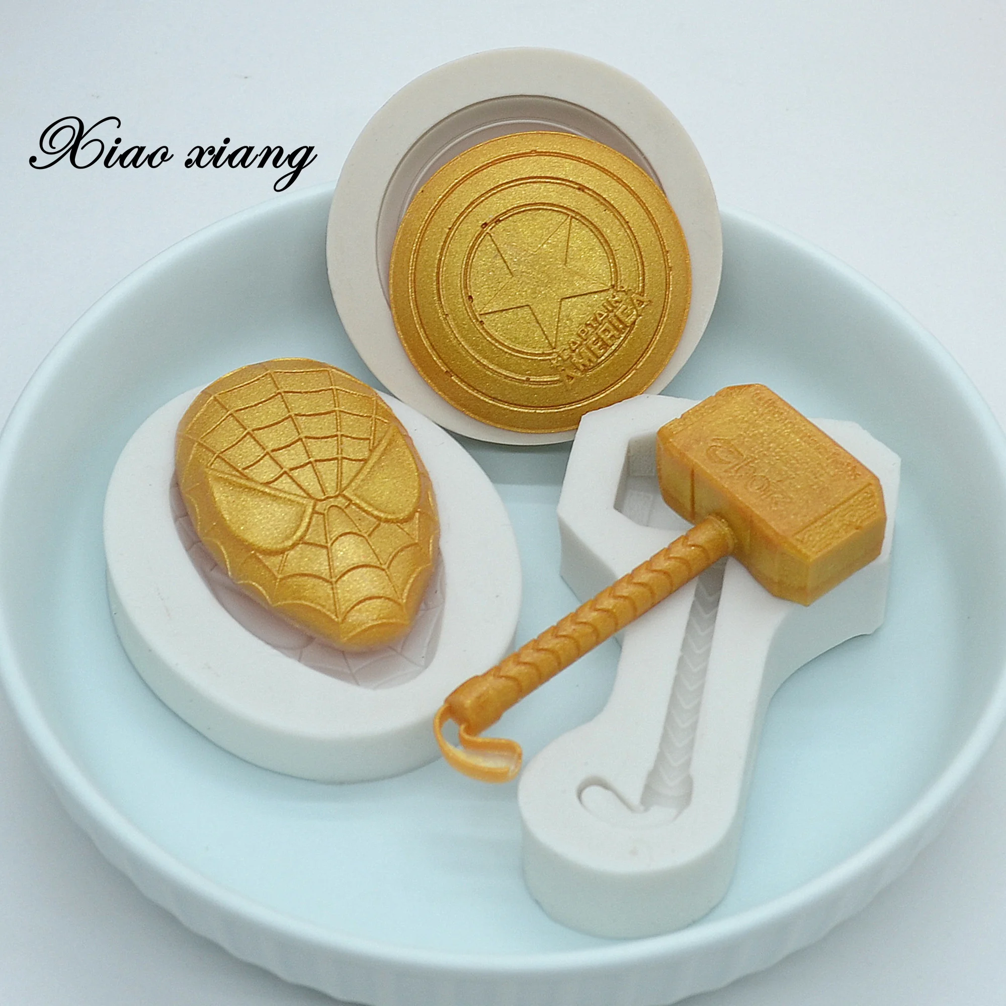 

3PC Shield Hammer Mask Silicone Mold For Fondant Cake Decorating Tools Pastry Kitchen Baking Accessories Bakeware Tools M2082