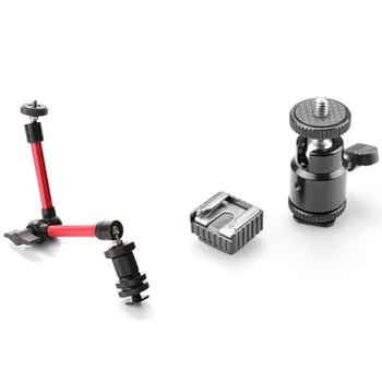 

Lcd Monitor Adapter with Hot Shoe Cold Shoe Base & 11 Inch Adjustable Friction Articulating ic Arm for Dslr Rig