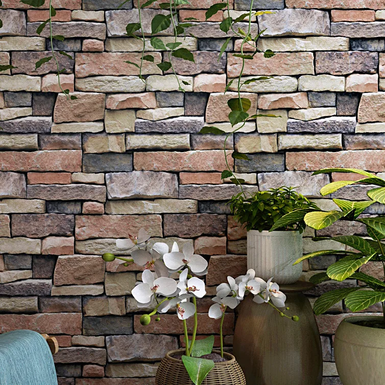 

3D Model Brick Pattern Brick Wallpaper Retro Nostalgic Cool Stone Pattern Bar Cafe KTV Industrial-Style Wallpaper