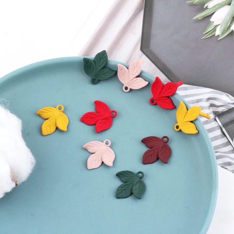 Rubber Enamel Alloy Flower Leaf Charms 10pcs DIY Jewelry Pendants Ornament Accessories Girl Earring Stud Necklace 20mm | Украшения и