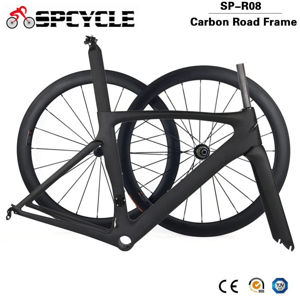 US $348.00 Spcycle 2020 New Full Carbon Road Bike Frame 700C Road Bicycle Carbon Frameset With Wheelset Headset PF30 Racing Frame
