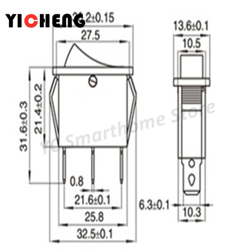 4Pcs Rocker switch four-legged rocker switch lamp led light