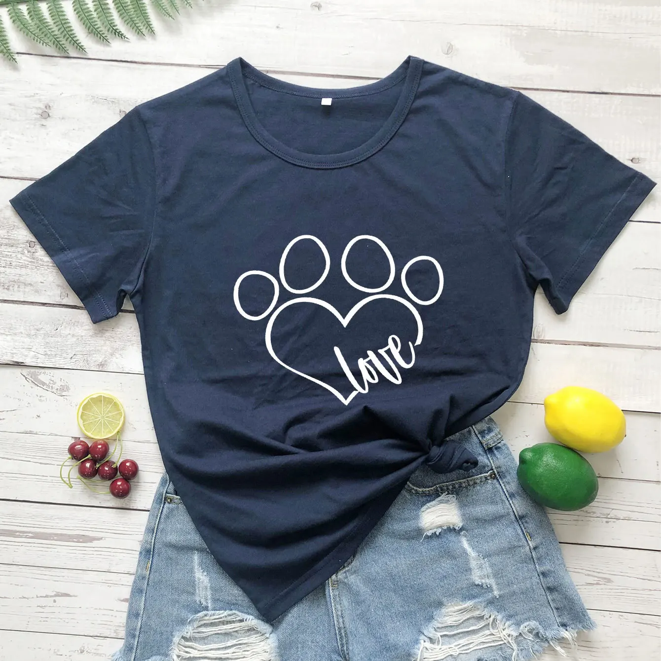 Gráfico para Mulheres Jfuncy Moda Amor Camisa 100% Algodão Mulher Camisetas Topos O-pescoço Manga Curta Femininas Cão t 11 t camisa 100% algodão mulher camisetas topos