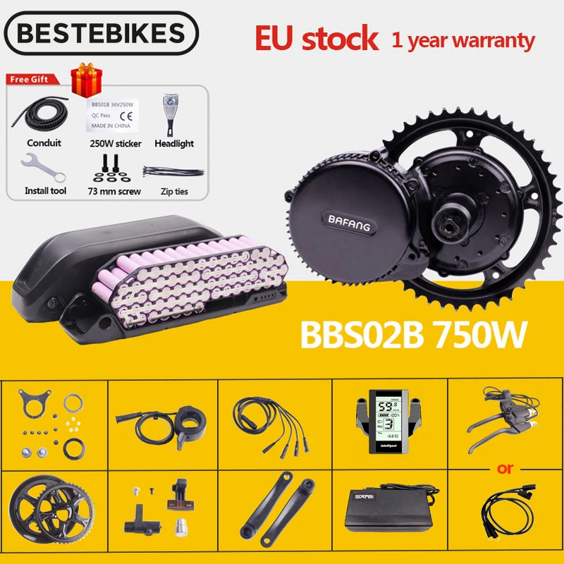 Bafang мотор BBS02B BBS02 48V 750W среднего привода 8fun Электрический велосипед Ebike комплект
