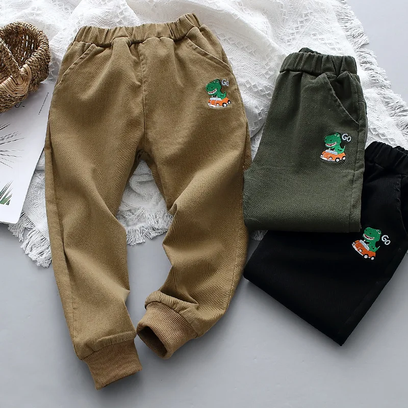 

Pants For Girls Boys Cartoon Dinosaur Casual Pant Children's Clothing New 2021 Spring Autumn Cotton Elastic Trousers 2-8 Years