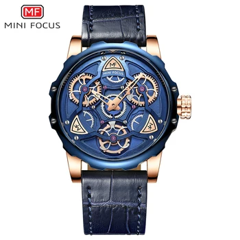 

MINI FOCUS Mens Watches Top Brand Luxury Sport style Design Quartz Watch Men Blue Leather Strap 30M Waterproof Relogio Masculino