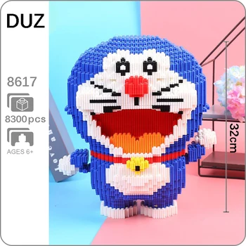 

DUZ 8617 Anime Doraemon Blue Cat Animal Pet DIY 3D Model 8300pcs Mini Blocks Bricks Building Toy for Children 32cm tall no Box