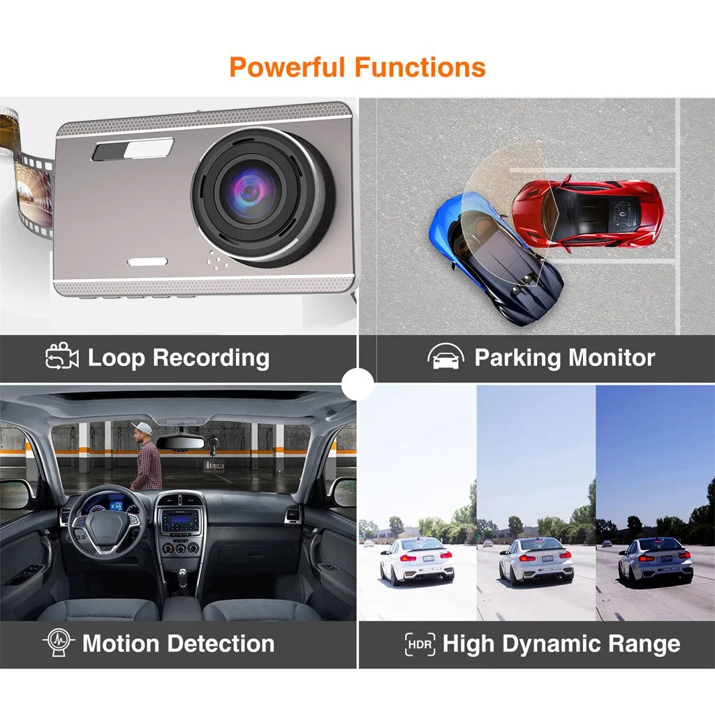 4 39 &quotips Двойной объектив Автомобильный видеорегистратор FHD 1080P Dashboard камера 170
