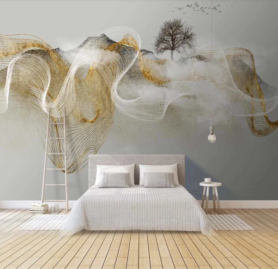 

Drop Shipping Custom Wallpaper Mural Modern Zen Light Luxury Abstract Ink Landscape Wall Painting Decorative Wallpaper