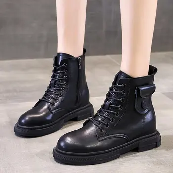 

Fashion Women's Boots Autumn zipper Shoes for Women Platform Round Toe Solid Color Flat with Pu Comfortable Short Boots
