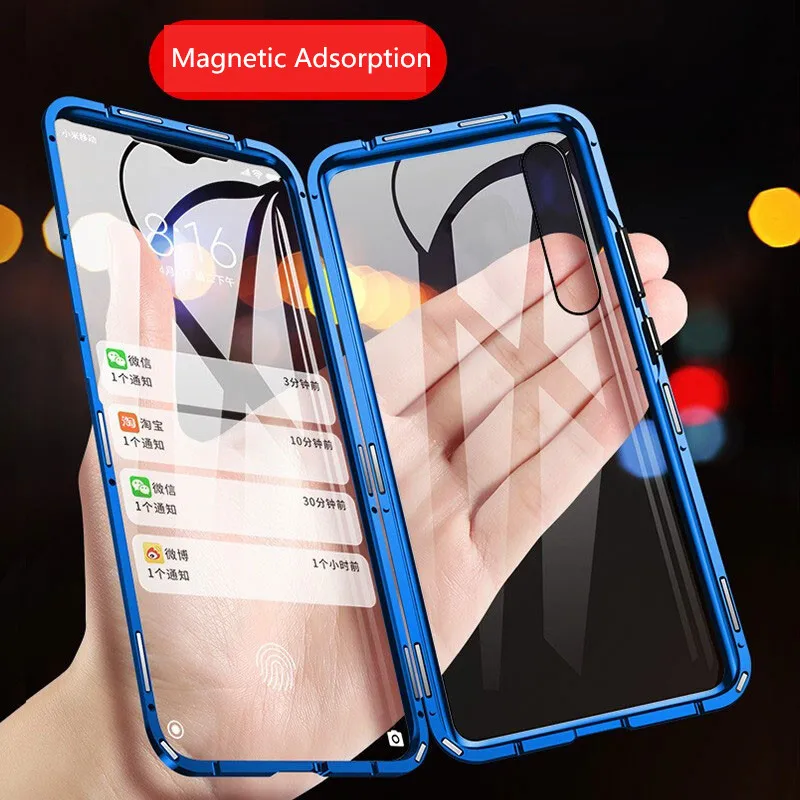 Двусторонний стеклянный чехол для Xiaomi mi 9 Lite Роскошный металлический магнитный