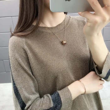 

new film 9220 ice silk round collar color matching sets 7 minutes of sleeve knit 32-7 row 4 shelves on the second floor