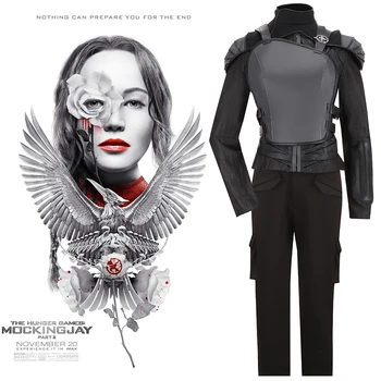 

The Hunger Games Katniss Everdeen Superhero Outfit Halloween Cosplay Costume Women Black Battleframe