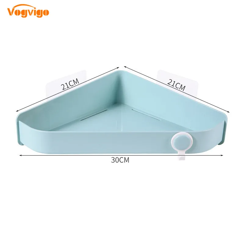 Ligth Green SEAAN Corner Bathroom Rack Adhesive Wall Hanging Seamless Organizer For Toilet Basin Kitchen Punch-Free Shower Shelf Tripod - Цвет: Ligth Green